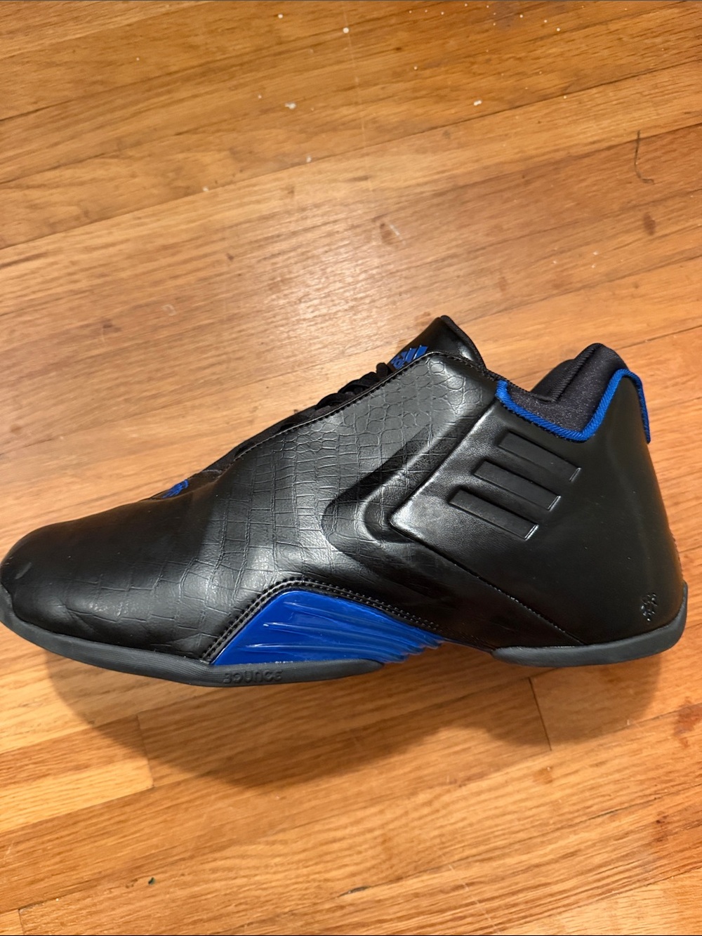 TMAC adidas Black and Blue Low-Top Sneakers